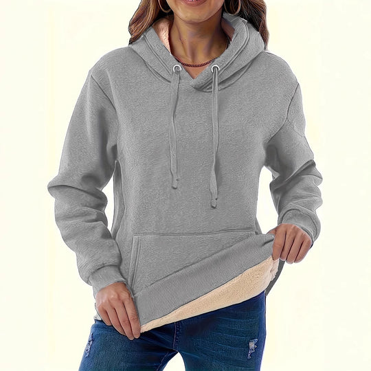 Damen kuscheliger Fleece-Hoodie mit doppellagigem Kragen Fudus
