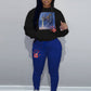 Damen Hoodie und Jogginghose Set mit kreativem Grafikdesign Fudus