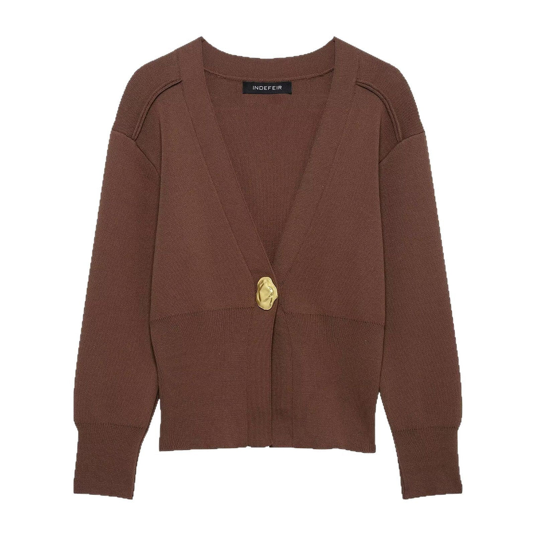 Damen lässige Strickjacke mit dekorativen Knopfdetails und elegantem Schnitt Fudus