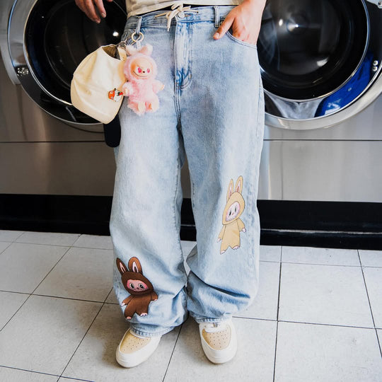 Damen lässige Jeans mit einzigartigem Tiermotiv Fudus