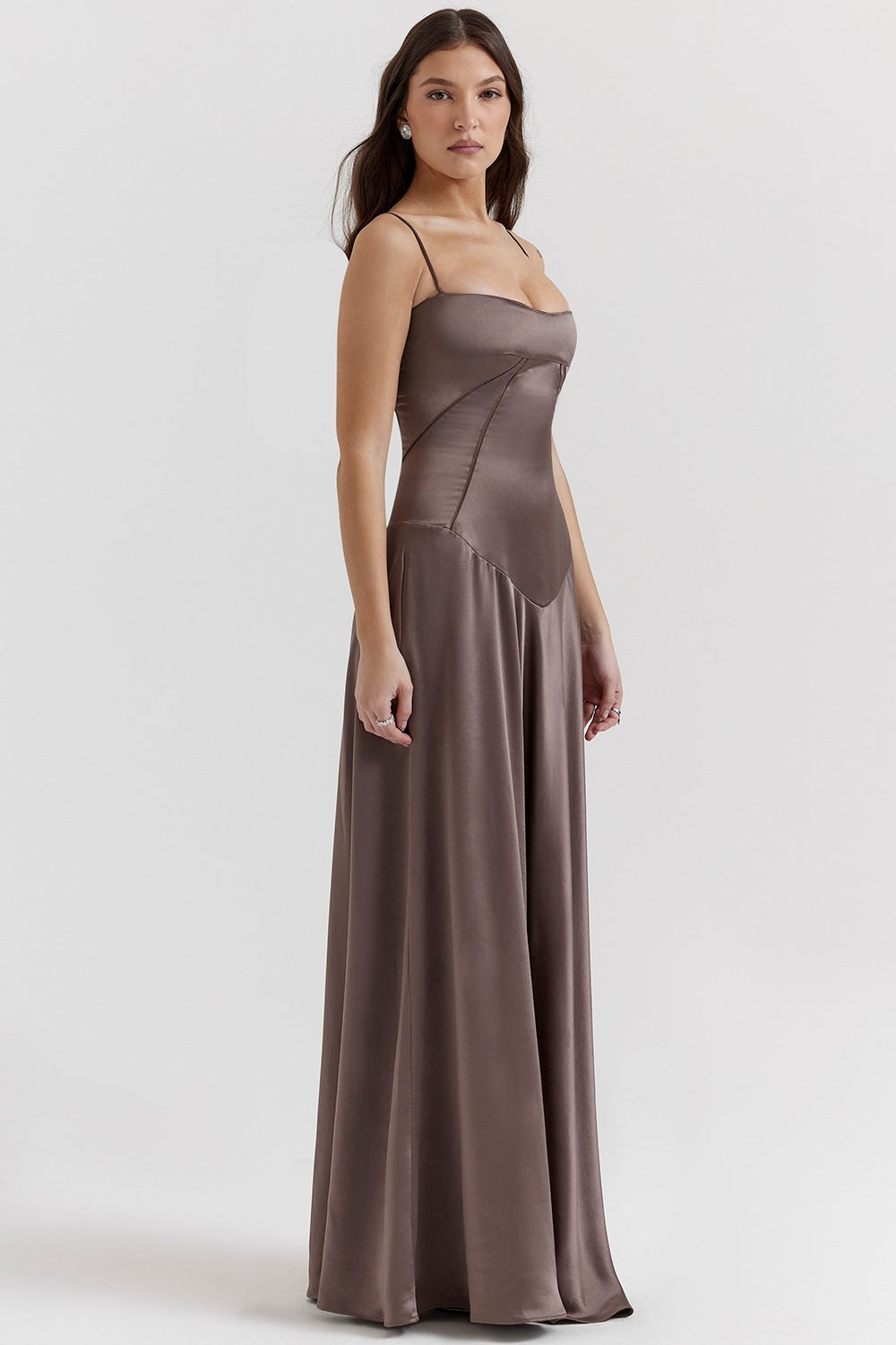 Fudus Damen Elegantes A-Linien Abendkleid mit Spaghettiträgern