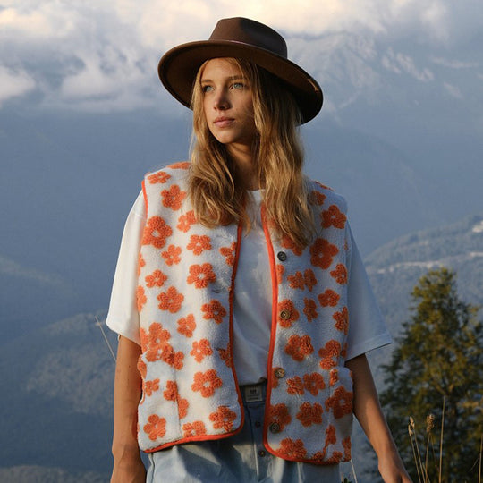 Damen Kuschelige Weste mit floralen Details Fudus