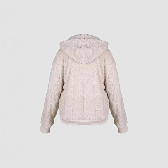 Damen kuschelige Kapuzenjacke aus weichem Teddy-Fleece Fudus