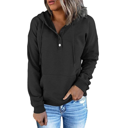 Damen Hoodie mit Knopfdetails und praktischen Taschen Fudus