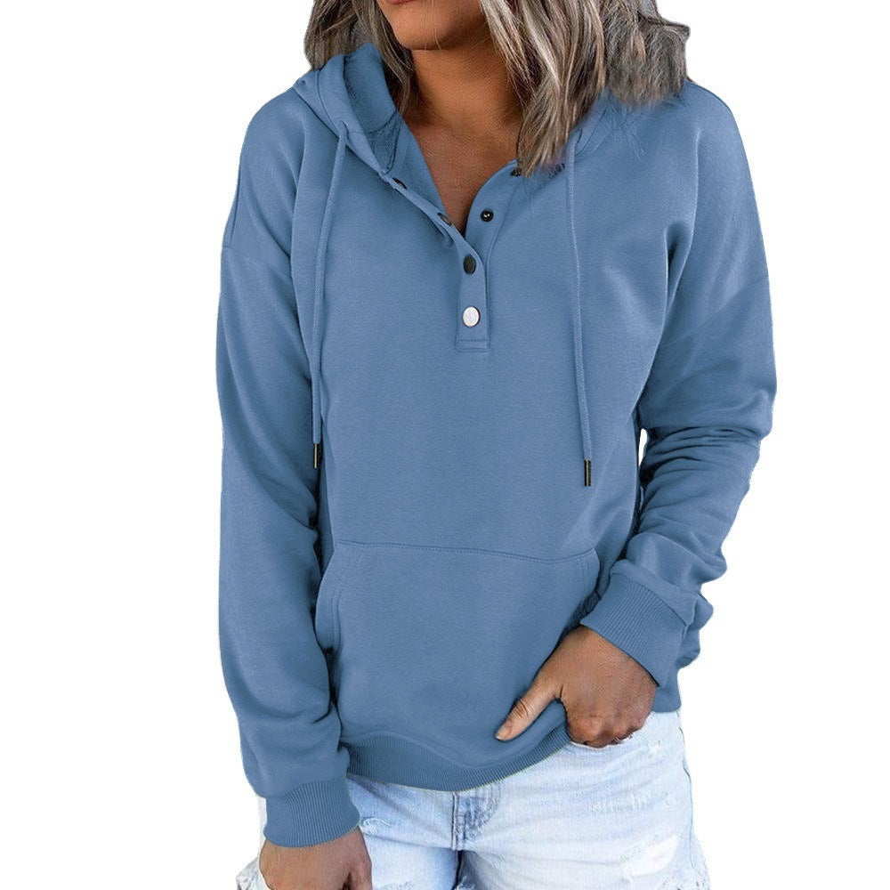 Damen Hoodie mit Knopfdetails und praktischen Taschen Fudus