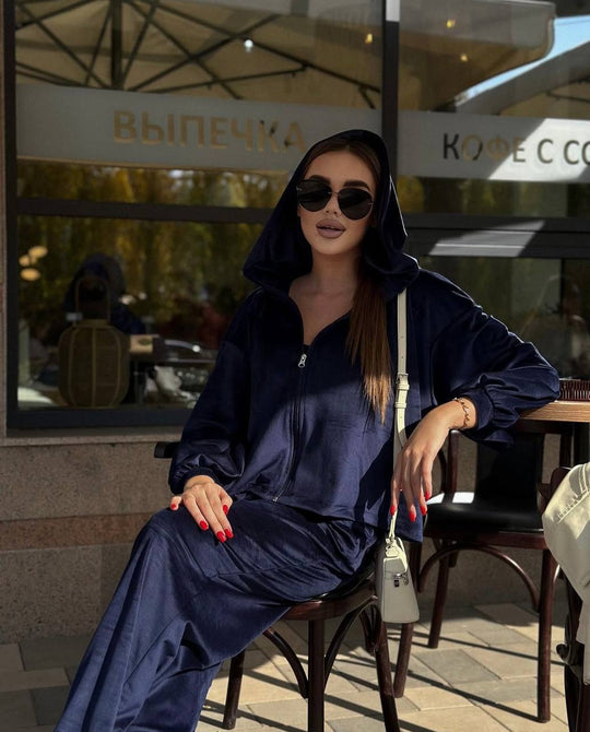 Damen kuscheliges Velours-Loungewear-Set Fudus