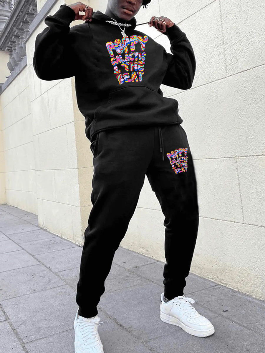 Damen Kapuzenpullover und Jogginghose Set mit modernem Grafikdesign Fudus