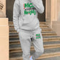 Damen Hoodie und Jogginghose Set mit humorvollem Aufdruck Fudus