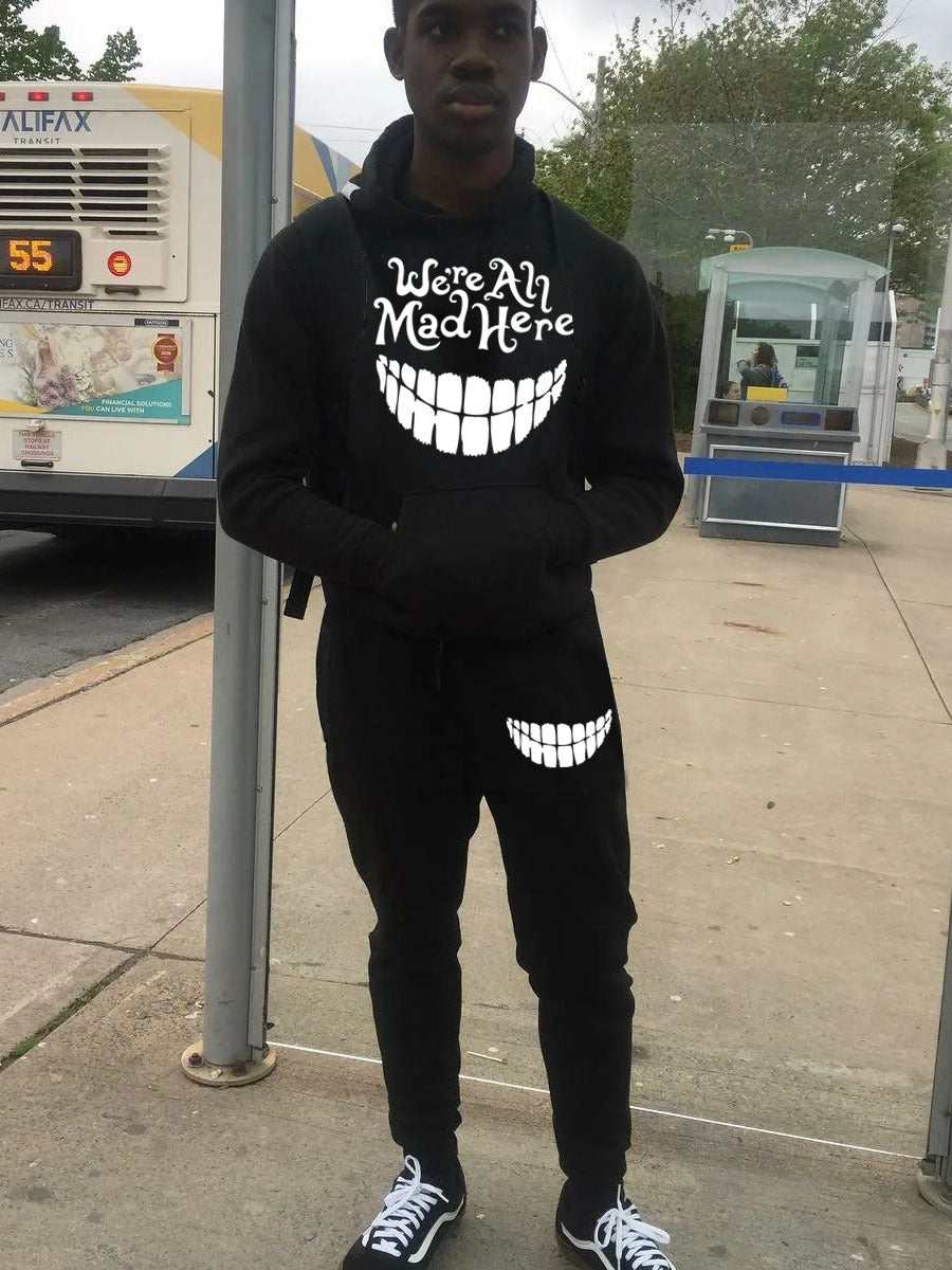 Damen Hoodie- und Jogginghose-Set mit kreativem Grafikdruck Fudus