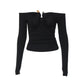 Damen Modische Off Shoulder Bluse Mit Tiefem Ausschnitt Und Rüschen