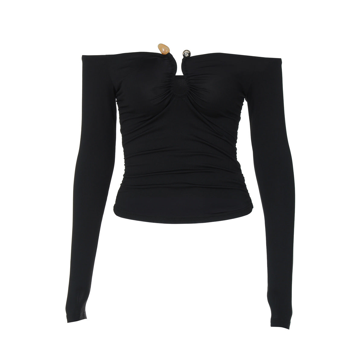 Damen Modische Off Shoulder Bluse Mit Tiefem Ausschnitt Und Rüschen