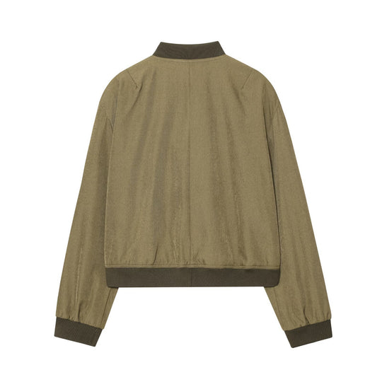 Damen lässige Blousonjacke mit praktischen Taschen und elastischem Saum Fudus