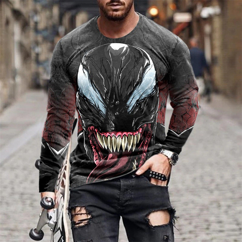 Herren Langarm T-Shirt mit künstlerischem Venom-Design Fudus