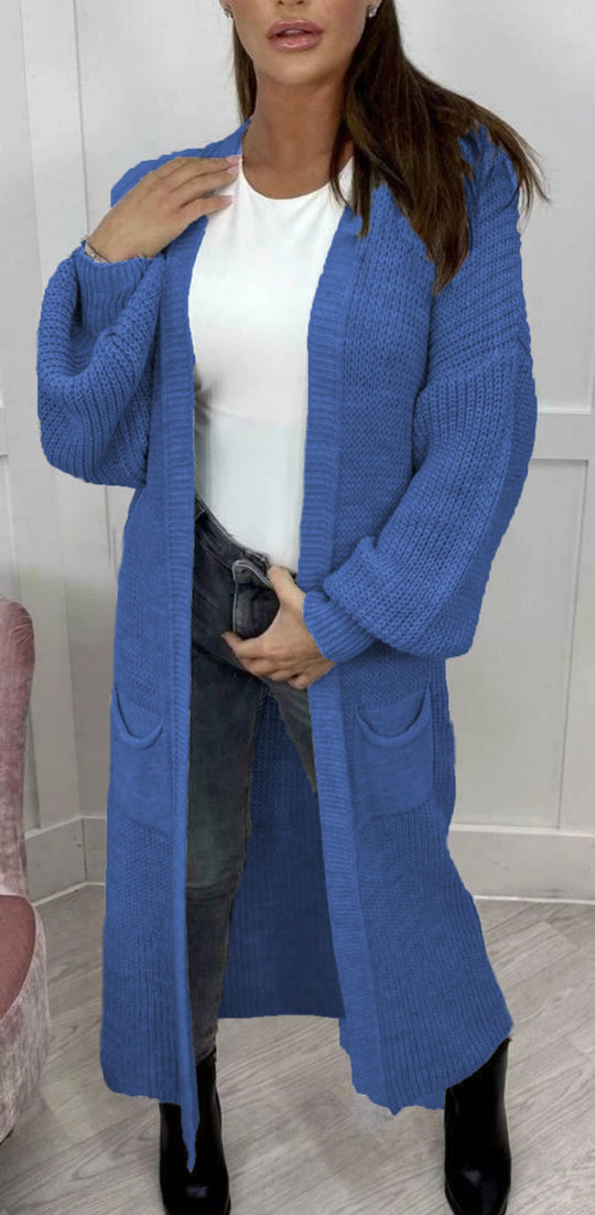Damen Grobstrickcardigan mit lässiger Passform und langen Ärmeln Fudus