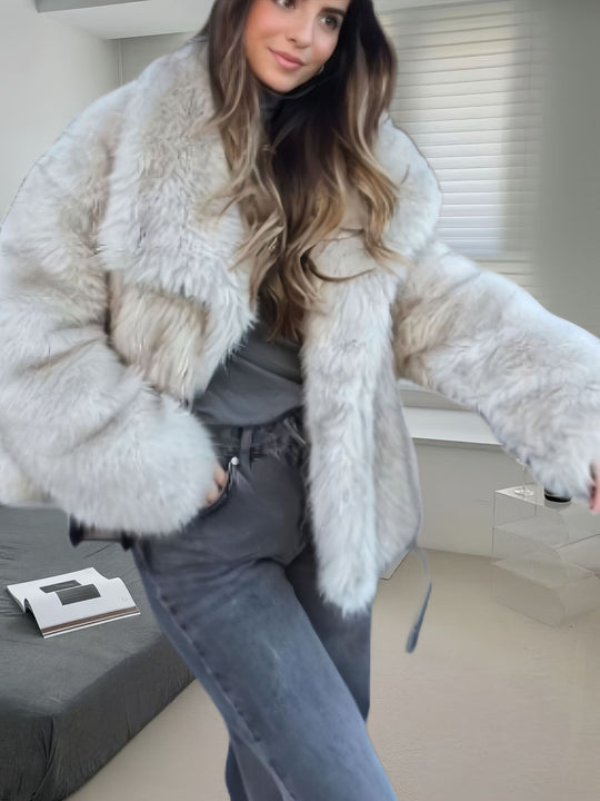 Damen kuschelige Pelzjacke Fudus