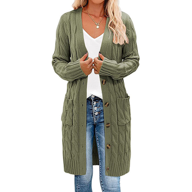 Damen Langstrickjacke mit Zopfmuster Fudus