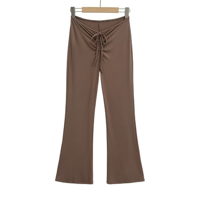 Damen Leggings mit verstellbarem Taillenzug und schickem Flared-Schnitt Fudus