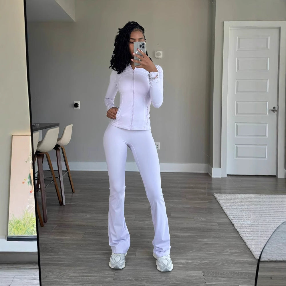 Damen Sportliche Funktionsjacke und Leggings Set Fudus