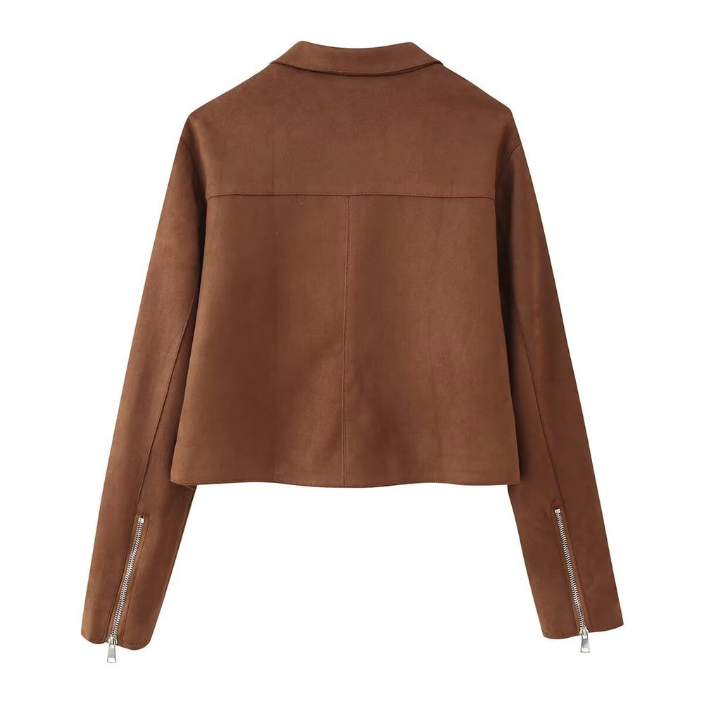 Damen Kunstlederjacke mit dezenten Reißverschlusstaschen Fudus