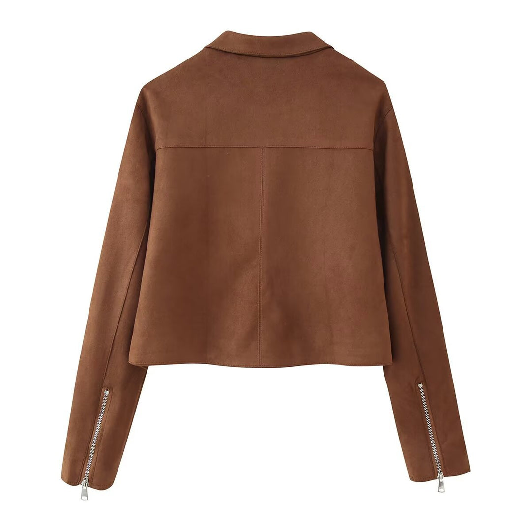 Damen Kunstlederjacke mit dezenten Reißverschlusstaschen Fudus