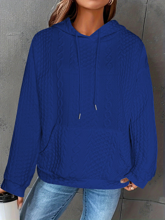 Damen Kuscheliger Strickpullover mit Kapuze und Details im Waffelmuster Fudus