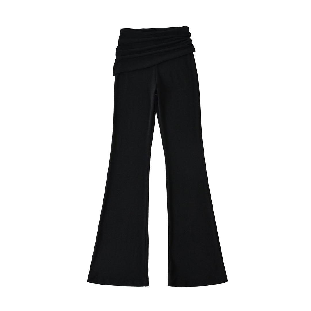 Damen komfortable Palazzo-Hose mit breitem Bund Fudus