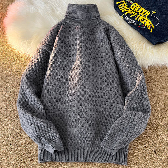 Damen Grobstrick Pullover mit hohem Kragen Fudus