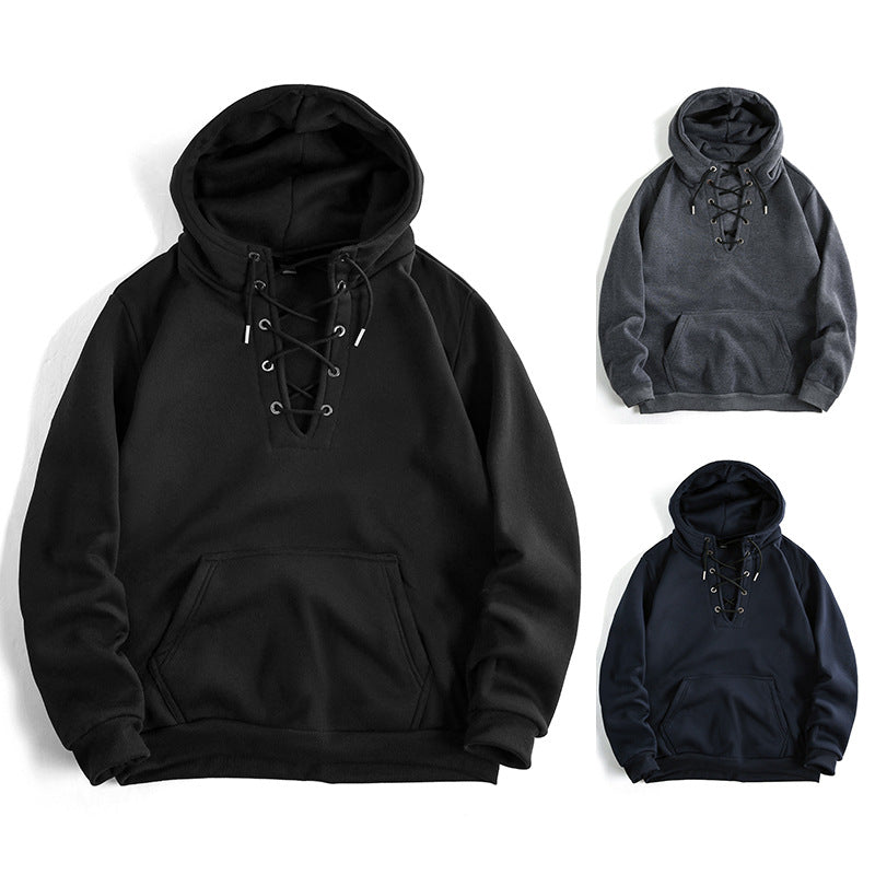 Damen Kapuzenpullover mit raffiniertem Schnürdesign und praktischer Kängurutasche Fudus