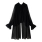 Damen elegantes Chiffon-Cape mit voluminösen Ärmeln Fudus