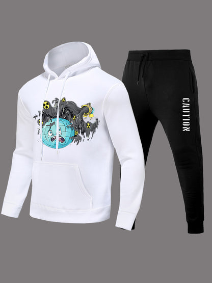 Damen Hoodieset mit auffälligem Grafikdesign und bequemen Jogginghose Fudus