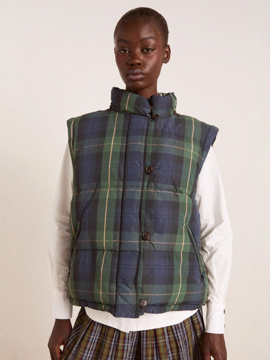 Damen Kurze Karierte Baumwolljacke mit Abnehmbarer Kapuze