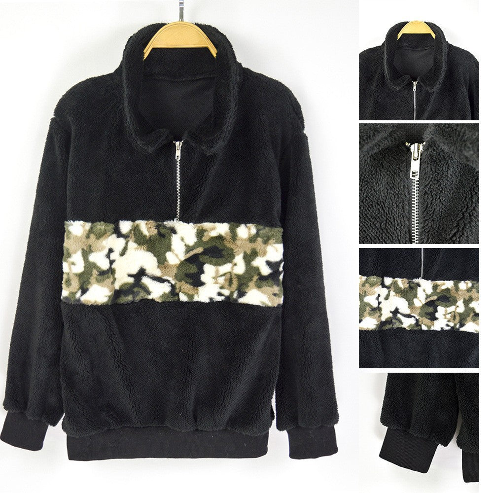 Damen kuschelweiche Fleecejacke mit auffälligem Camouflage-Detail Fudus