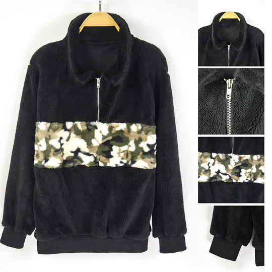 Damen kuschelweiche Fleecejacke mit auffälligem Camouflage-Detail Fudus