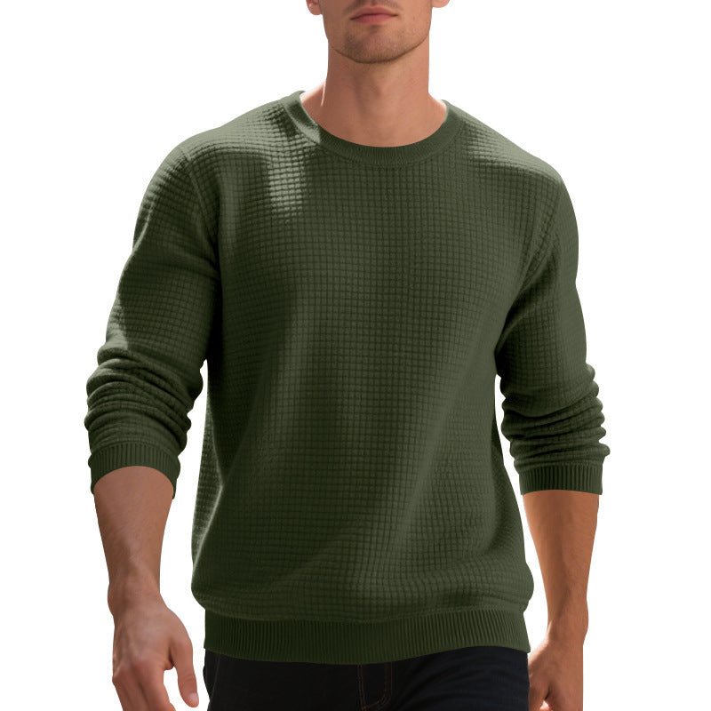 Herren warmer Pullover mit strukturiertem Gewebe und Rundhalsausschnitt Fudus