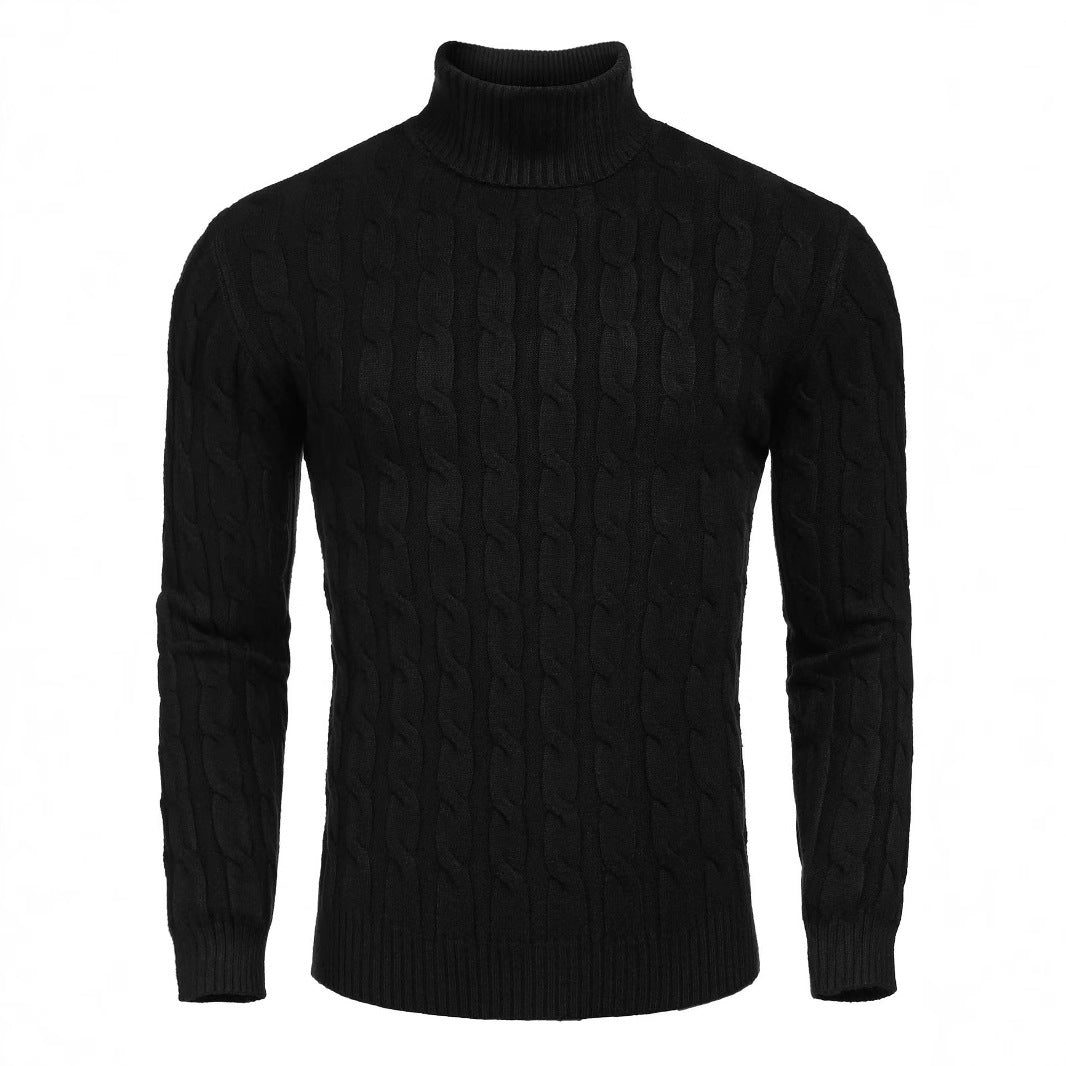 Herren Strickpullover Zopfmuster Warm Weich Hoher Kragen