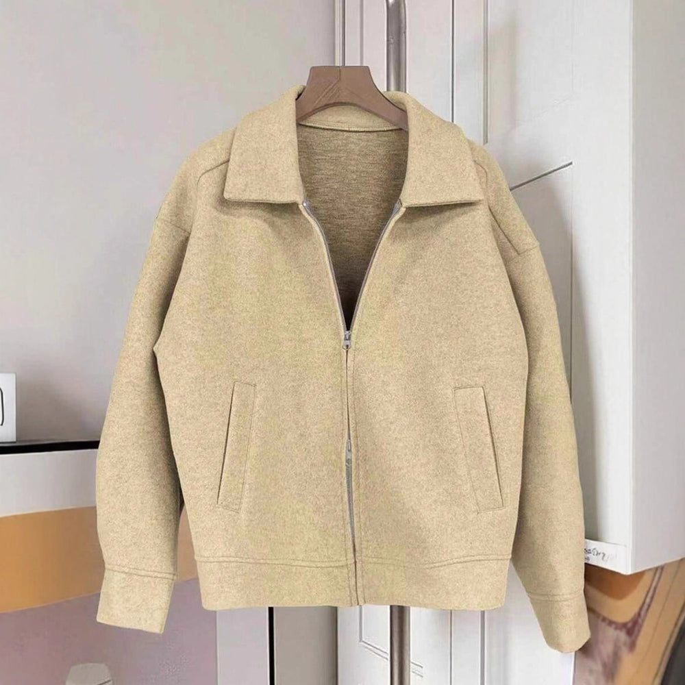 Damen lässige Oversize-Jacke mit durchgehendem Reißverschluss und Taschen Fudus