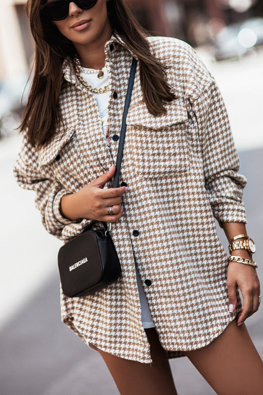 Damen Karierte Overshirt Jacke Fudus