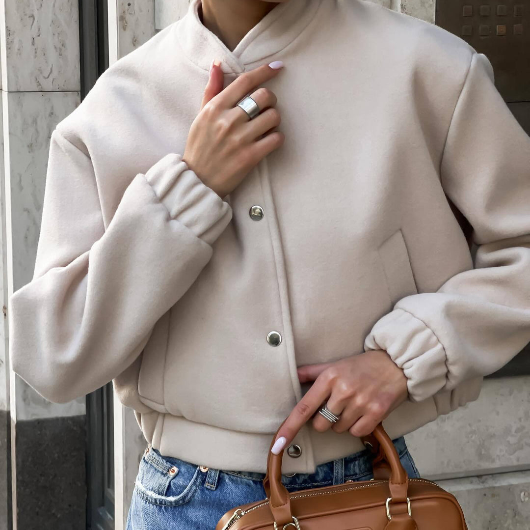 Damen lässige Bomberjacke mit elastischen Bündchen und modischem Schnitt Fudus