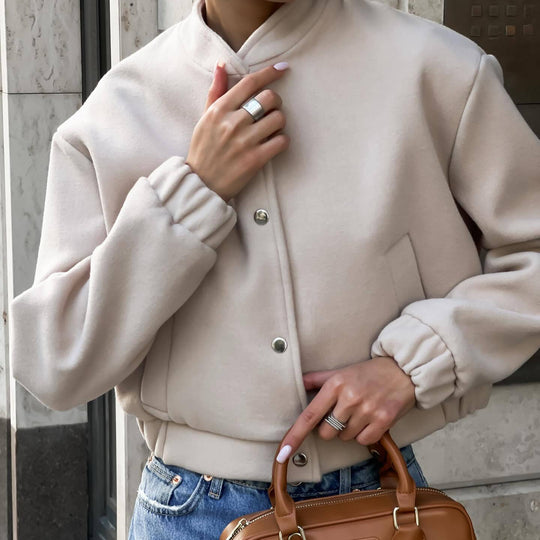 Damen lässige Bomberjacke mit elastischen Bündchen und modischem Schnitt Fudus