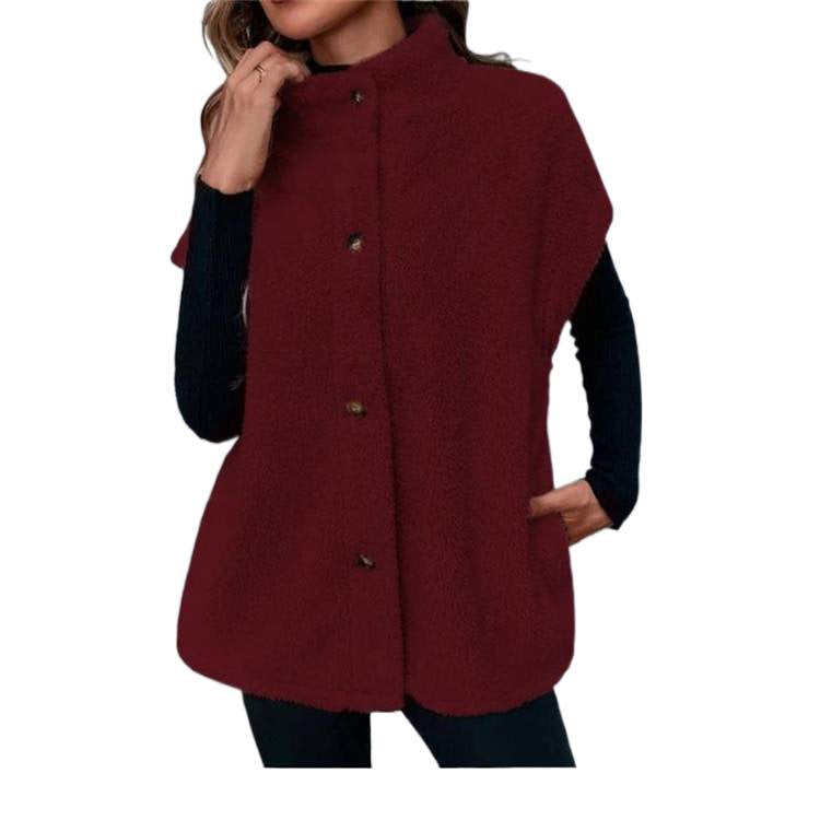 Damen Kuschelige Weste mit Knopfdetails Fudus