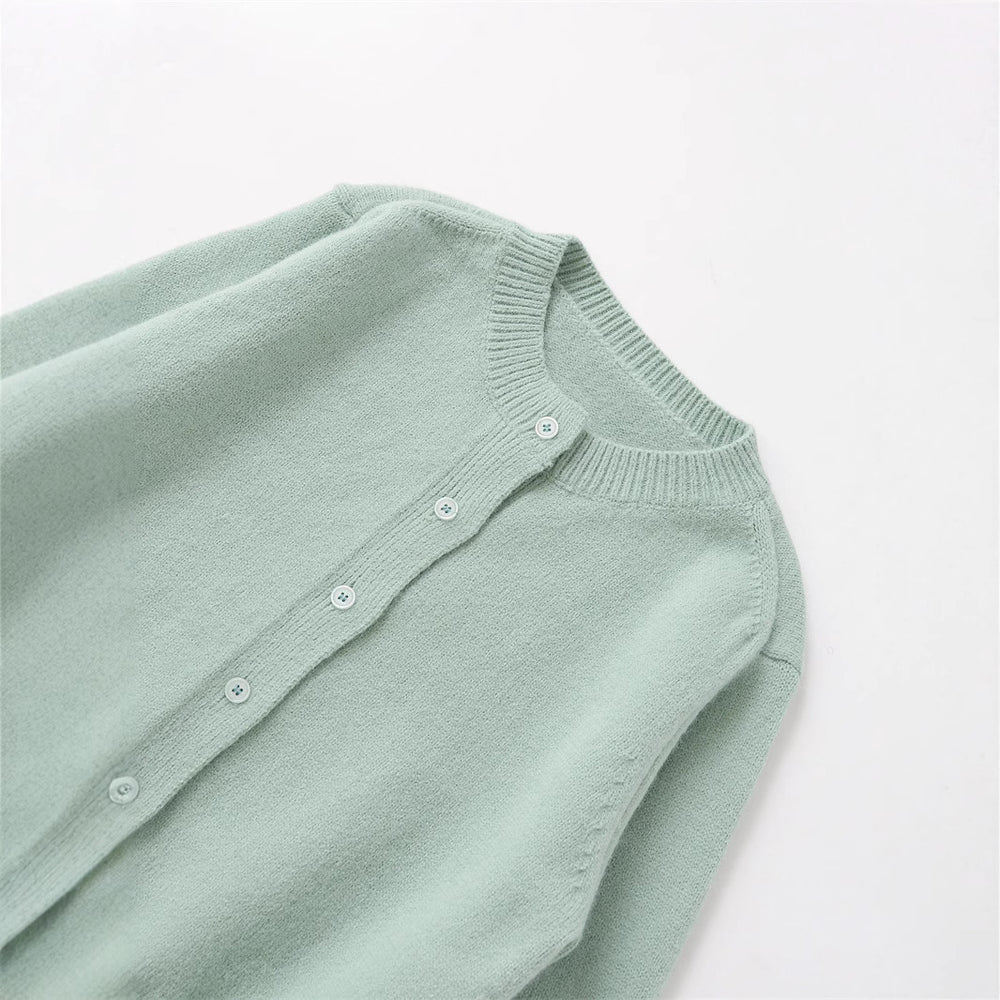 Damen Kurze Strickjacke mit Knopfverschluss und Rippdetails Fudus