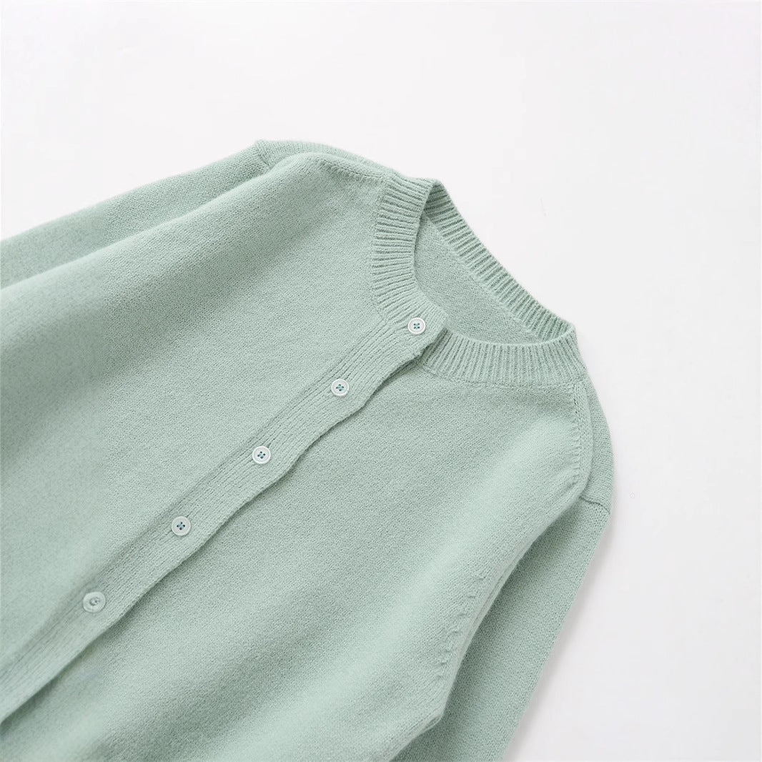 Damen Kurze Strickjacke mit Knopfverschluss und Rippdetails Fudus