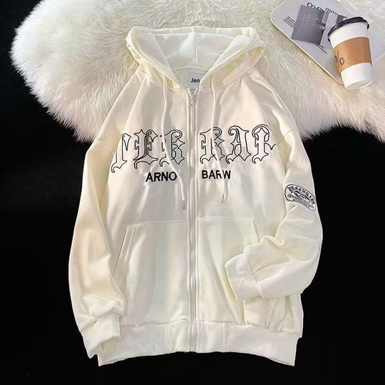 Damen Kapuzenpullover mit modischem Schriftzug und praktischen Taschen Fudus