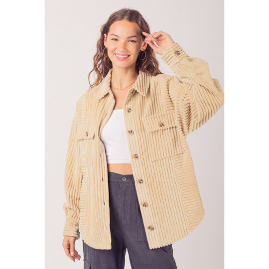 Damen lässige Cordjacke mit praktischen Taschen Fudus