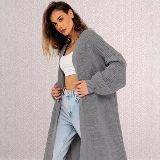 Damen Langstrickcardigan mit lässigem Schnitt und strukturiertem Design Fudus