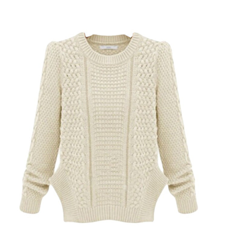 Damen Grobstrickpullover mit Struktur und praktischen Taschen Fudus