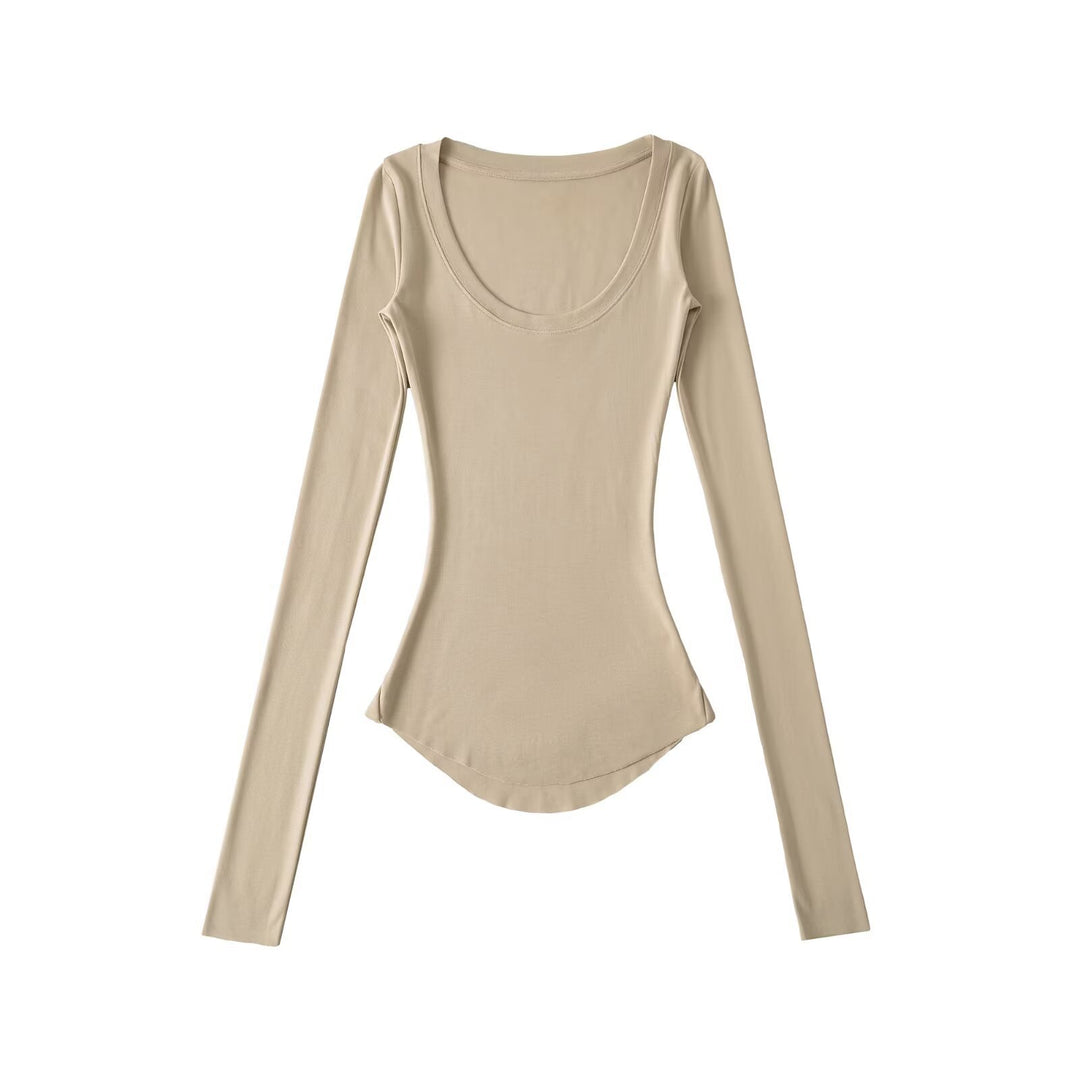 Damen langärmliges T-Shirt mit elegantem Rundhalsausschnitt Fudus