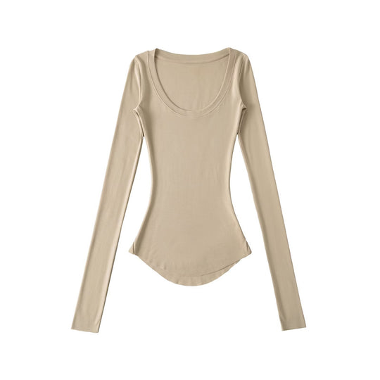 Damen langärmliges T-Shirt mit elegantem Rundhalsausschnitt Fudus