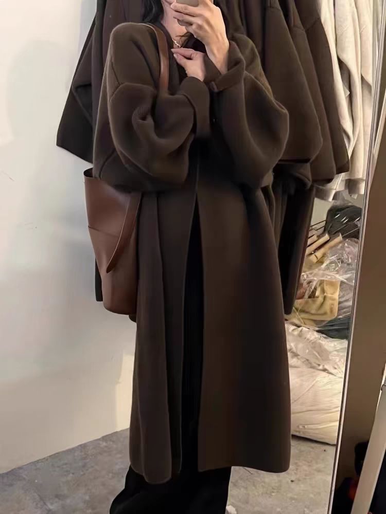 Damen Kuscheliger Strickponcho mit breiten Ärmel Fudus