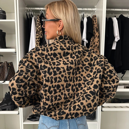 Damen kuschelige Leopardenfelljacke Fudus